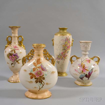 Four Royal Bonn Floral-decorated Ceramic Vases