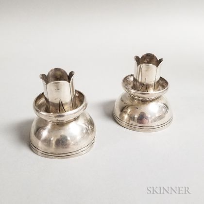 Pair of William Spratling Mexican Silver Candlesticks