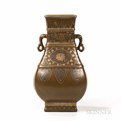 Teadust-glazed Vase with Gilt Decoration