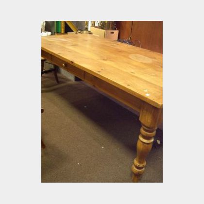 Large Continental Provincial Hard Pine Table. 