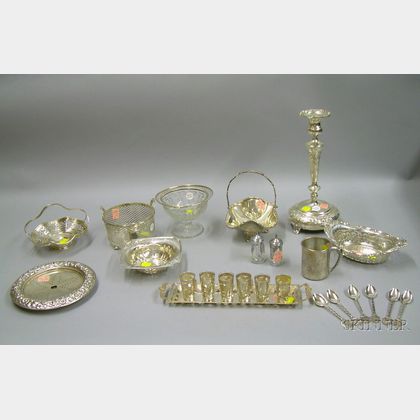 Approximately Twenty-three Sterling and Silver Plated Tableware Items