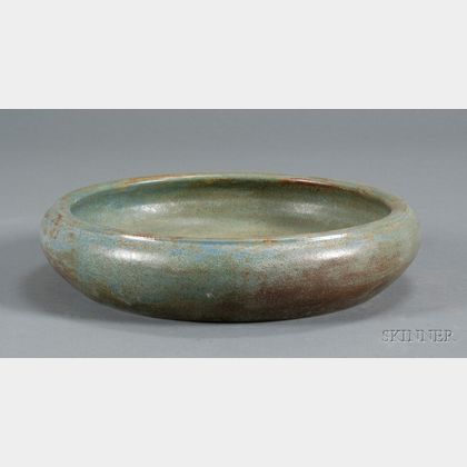 Arts & Crafts Glazed Pottery Low Bowl