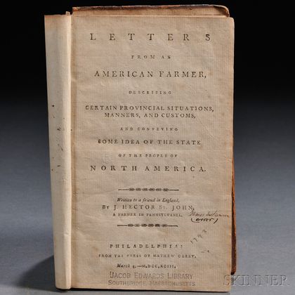 St. John de Crèvecoeur, J. Hector (1735-1813) Letters from an American Farmer, Describing Certain Provincial Situations, Manners, and C