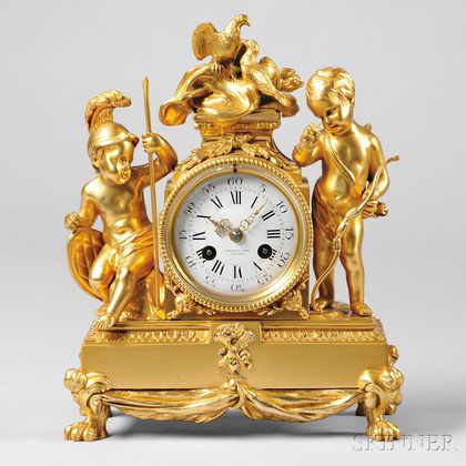 Tiffany & Company Gilt Figural Mantel Clock