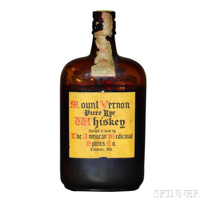 Mount Vernon Pure Rye Whiskey 1921, 1 pint bottle 