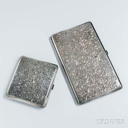 Two Japanese Silver Cigarette Cases