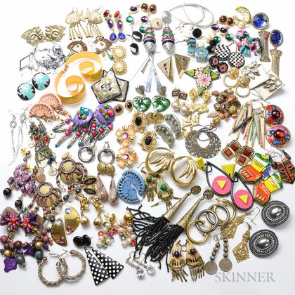 Large Collection of Costume Jewelry Earrings