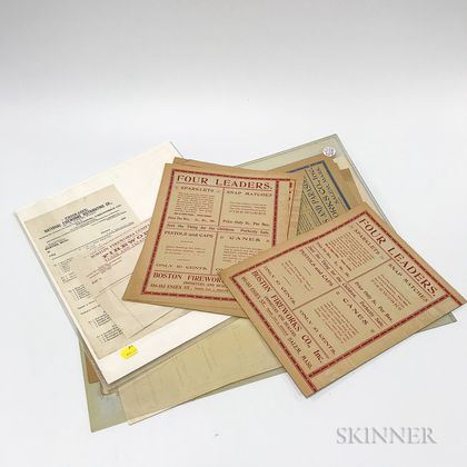 Group of Fireworks Advertisements and Broadsides