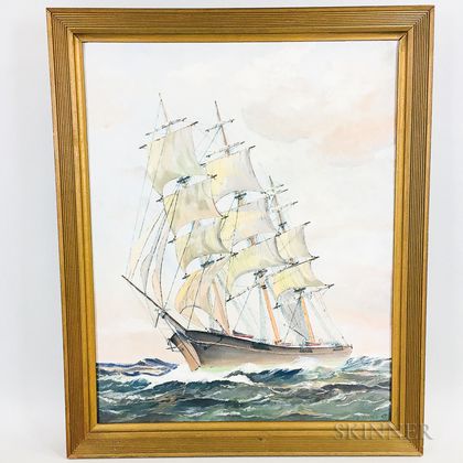American School, 20th Century Portrait of a Sailing Vessel