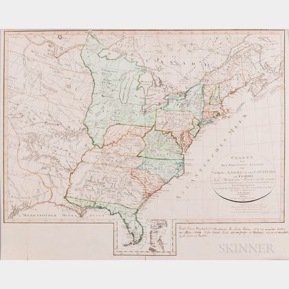 North America, United States. Franz Ludwig Güssefeld (1744-1807) Charte von den Vereinigten Staaten von Nord-America nobst Louisiana un