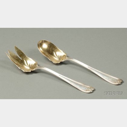 Pair of Tiffany & Co. "Colonial" Pattern Sterling Salad Servers