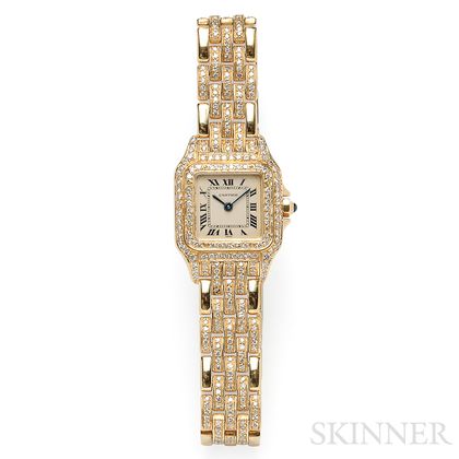 18kt Gold and Diamond "Panthere" Wristwatch, Cartier