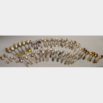 Large Group of Coin Silver Spoons