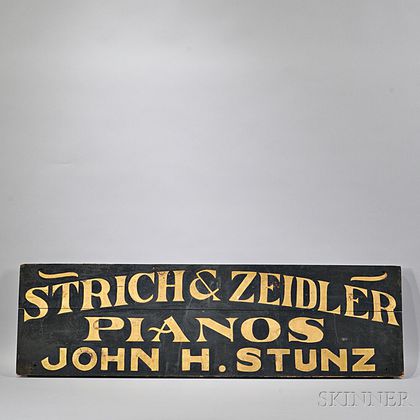 "STRICH & ZEIDLER PIANOS" Advertising Sign