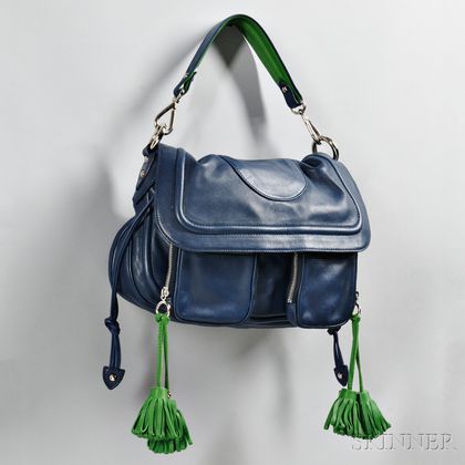 Marc Jacobs Blue and Green Leather Handbag