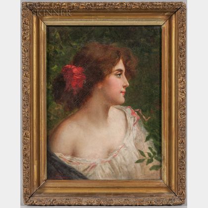 Continental School, 19th Century Profile Portrait of a Young Woman
