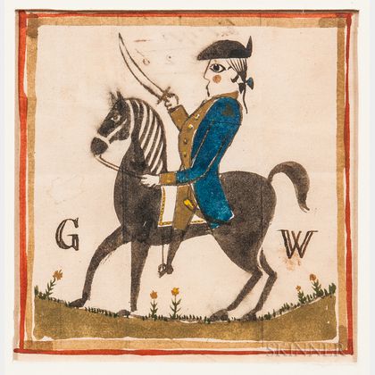 Watercolor Picture of George Washington on Horseback