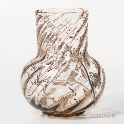 Emile Galle Enameled Art Glass Vase 