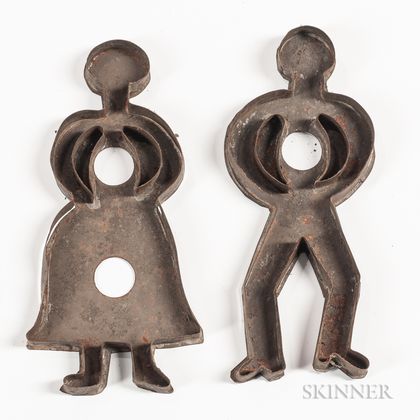 Pair of Tin Cookie Cutters of a Man and a Woman