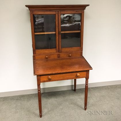 Country Turned and Glazed Pine Desk/Bookcase
