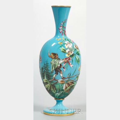 Thomas Webb & Sons Enameled Art Glass Vase