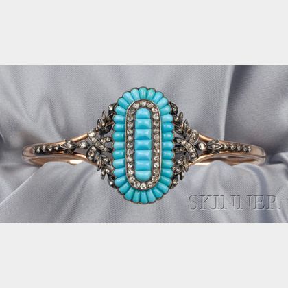 Antique Turquoise and Diamond Bracelet, France