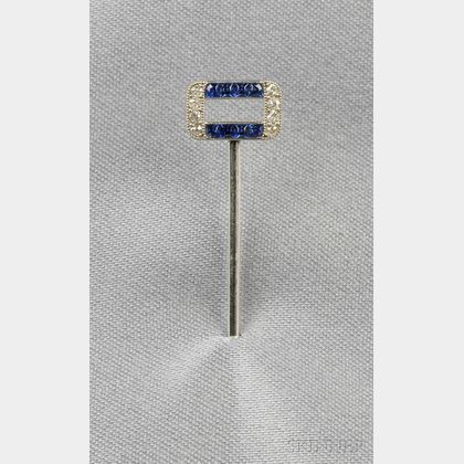 Art Deco Platinum, Sapphire, and Diamond Stickpin, Cartier