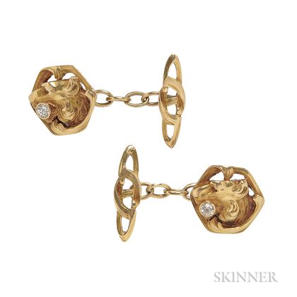 18kt Gold and Diamond Cuff Links