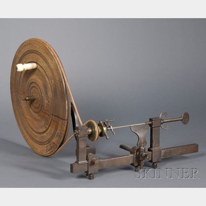 Large Brass and Steel Turn and Wood Handwheel