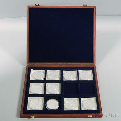 Nine American Mint Silver Coins and Commemorative Rounds