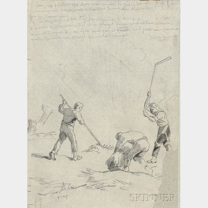 Attributed to Jean François Millet (French, 1814-1875) Le travail aux champs