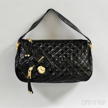 Marc Jacobs Quilted Black Patent Leather "Ursula" Handbag