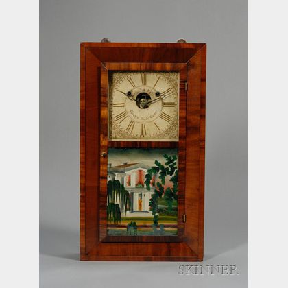 Mahogany Beveled Case Shelf Clock by Silas B. Terry