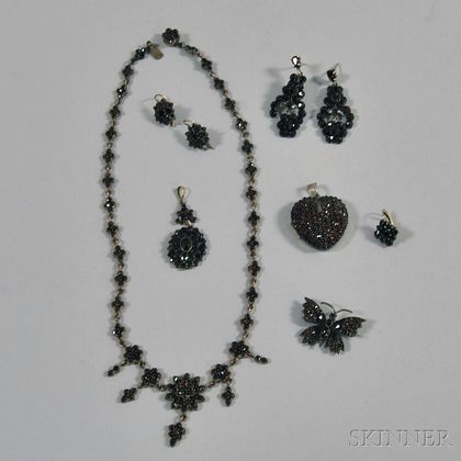 Small Group of Victorian and Victorian-style Garnet Jewelry