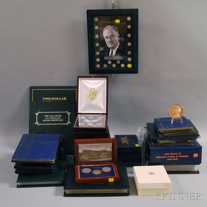 Large Group of Boxed and Partial Sets of U.S. Coins, Stamps, and Bills