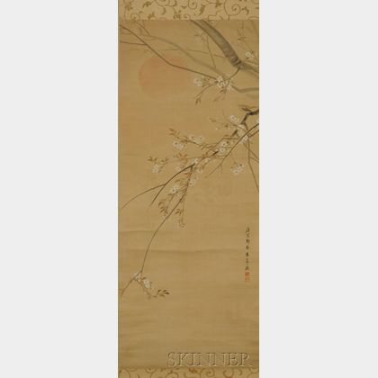 Painting Depicting Plum Blossom Branches with a Bird