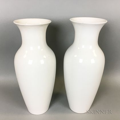 Pair of Continental White Porcelain Vases