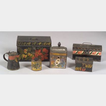 Six Paint-Decorated Tinware Items