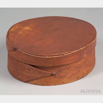 Red-painted Oval Lap-seam Covered Storage Box