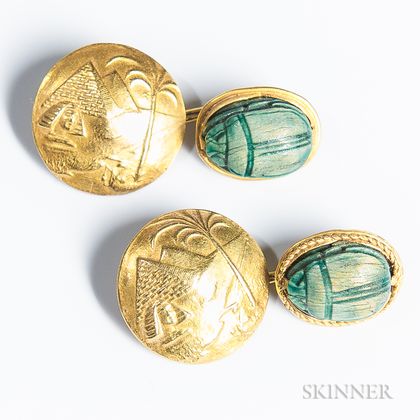 Pair of 18kt Gold Egyptian Cuff Links