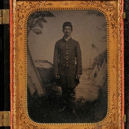 Quarter-plate Tintype Portrait of a Young Soldier