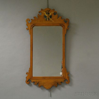 Chippendale-style Tiger Maple Mirror