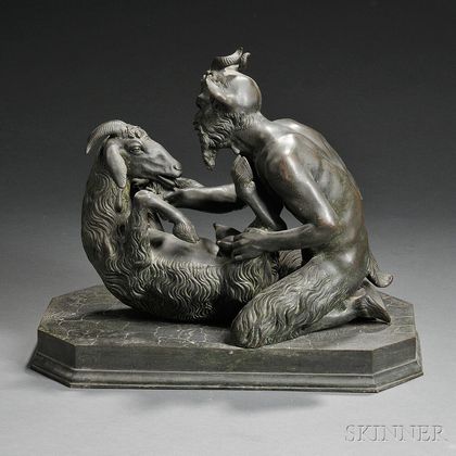 Neapolitan School, 19th/20th Century Bronze of Pan and the Goat, After the Antique