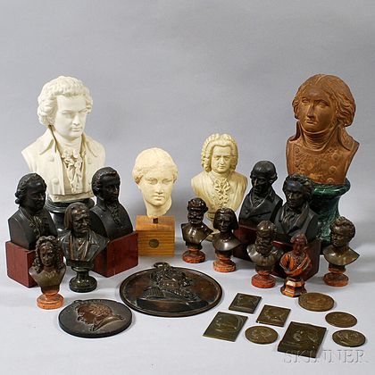 Twenty-five Mostly Bronze Busts and Plaques of Composers