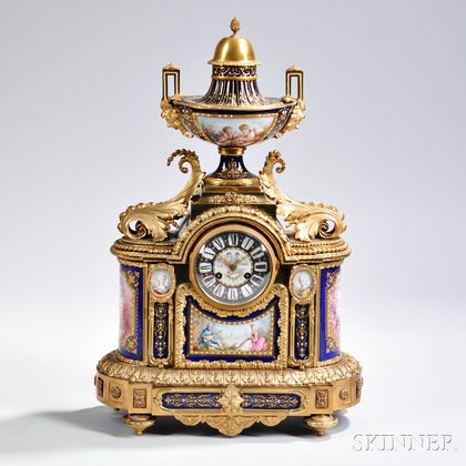 French Gilt and Enamel Mantel Clock