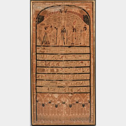 Framed Egyptian Revival Applique Textile 
