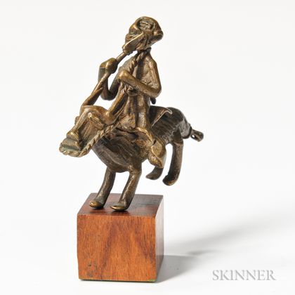 Akan Brass Goldweight of an Equestrian Figure