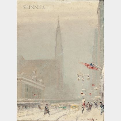 Johann Berthelsen (American, 1883-1972) Forty-second Street in Snow