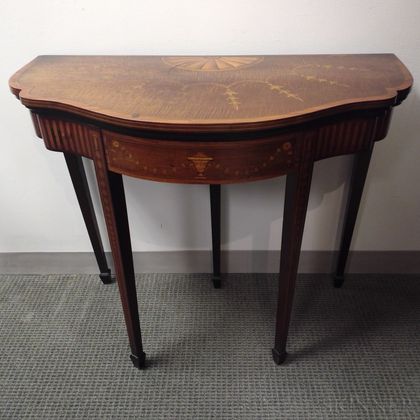 Neoclassical-style Inlaid Mahogany Card Table