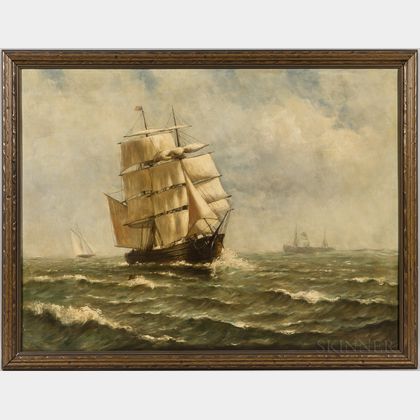 Ferdinand Stoopendaal (New York/Sweden, 1849-1930) Portrait of an American Sailing Vessel